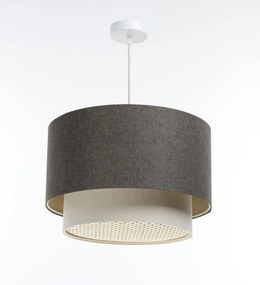 Lampa wisząca ERUTAN DOUBLE RATTAN 50 szara/kremowa BPS KONCEPT