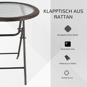 Outsunny Stół Ogrodowy Okrągły Składany Ø68 cm Stalowy Stół Kempingowy Balkonowy Praktyczny Design | Aosom PL