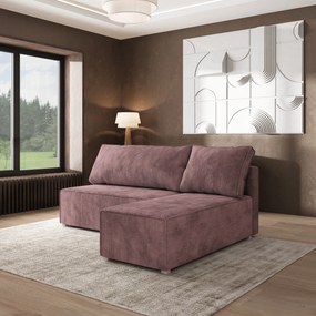 Masseno Narożnik BRISO z funkcją spania i pojemnikiem na pościel Narozniki L, Rozkładana sofa - Wrzos, POSO 130