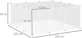 Kojec DIY dla szczeniąt 12 paneli łatwy montaż przestronny biały 105x105x45cm | Aosom PL