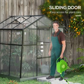 Outsunny Szklarnia Aluminiowa Czarna 192x192x204cm | Aosom PL