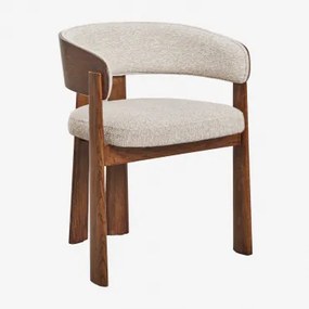 Krzesło Jadalniane Z Drewna Dębowego I Tapicerowane Olea Ciemny Dąb Brązowy & Brązowa Szenila Pszeniczna - Sklum