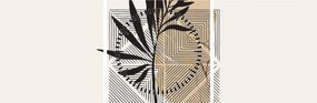 Obraz - Abstrakcja z tropikalnymi liśćmi N⁰1 (z zegarem) (90x30 cm)