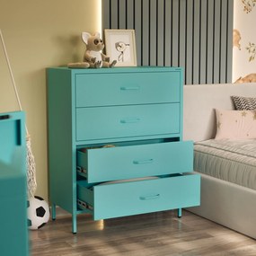 Komoda szafka metalowa morska / turkusowa Modern CARLA, 800 x 1015 x 400 mm