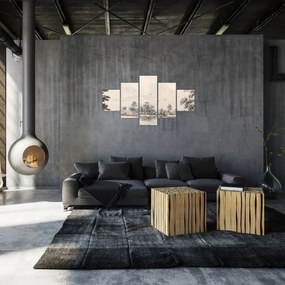 Obraz - Rysunek krajobrazu w stylu vintage (125x70 cm)