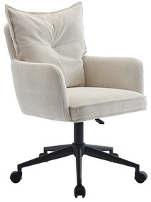 Krzesło biurowe - Sztruks - Kremowy i czarny - Regulowana wysokość - BATARU Pascala Morabito