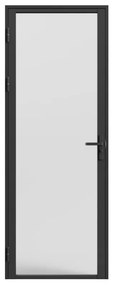 Drzwi kompletne dwustronne z aluminium i matowego szkła hartowanego - wys. 204 x szer. 93 cm - Czarny - LOXTON