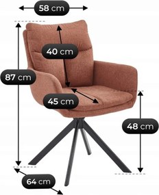 Krzesło Tapicerowane Obrotowe do Salonu PAUL Rude Nowoczesne