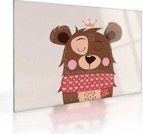 Obraz na szkle - Miś z czerwonym szalikiem (70x50 cm)