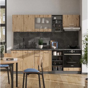 Zabudowa kuchenna artisan dąb/antracyt 240x46x81.6 r-line