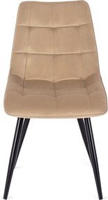 Krzesło Tapicerowane do Jadalni RIO Beżowe Welurowe Nowoczesne Loft