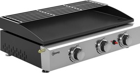 Outsunny Grill Gazowy 7,5 kW Przenośny Stołowy z 3 Palnikami Powłoka Ceramiczna Ruszt do Podgrzewania | Aosom PL