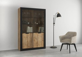 Witryna wysoka DADES 4D 120cm dąb samdal/czarny mat HELVETIA
