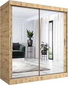 Szafa przesuwna z lustrem 180 cm dąb artisan C5-S16