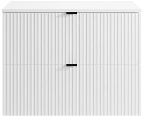 Szafka pod umywalkę wisząca ryflowana z blatem - Biały - szer. 80 cm - ZEVINI