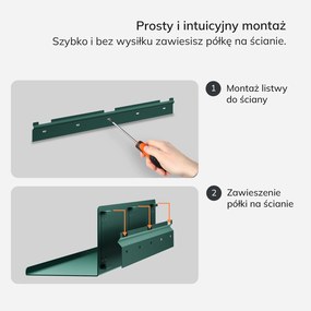 Metalowa półka ścienna Modern Joanne 70 cm, kolor butelkowa zieleń