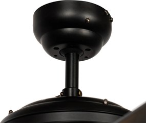 Wentylator sufitowy czarny z drewnem i wyłącznikiem sznurkowym - Mistral Johanna