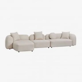 Modułowa 3-częściowa Lewa Sofa Z Szezlongiem W Kolorze Szenilu Coco Gruba Tkanina Szenilowa Biała - Sklum
