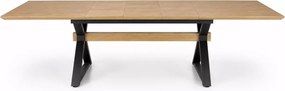 Stół prostokątny Nova rozkładany 180-300/100/75 cm, blat okleina naturalna, metalowe czarne nogi