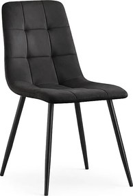 Welurowe krzesło tapicerowane pikowane Czarne NERO Czarne nogi