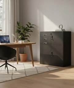 Antracytowa szafka z zamkiem na dokumenty C8-S04