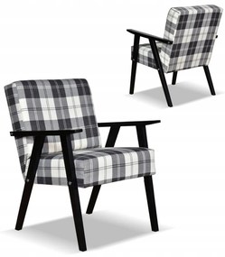 Fotel w stylu PRL retro vintage SOLER Family Meble krata granatowo - biała