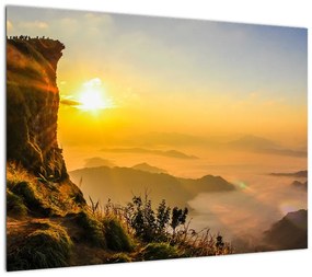 Obraz na szkle doliny w porannej mgle (70x50 cm)