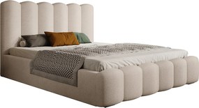 Łóżko skrzyniowe tapicerowane MONA V DomoHome, duża przestrzeń do przechowywania, nowoczesny design, 160x200 cm, BEŻOWE