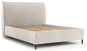 Kremowe tapicerowane łóżko dwuosobowe ze schowkiem i stelażem 140x200 cm Shell – Maison de Rêve