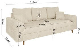 Beżowa sofa 210 cm Ariella – Ropez