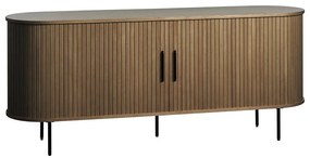 Brązowa komoda w dekorze dębu z drzwiami przesuwnymi 180x76x45 cm Nola – Unique Furniture