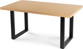 Stół Prostokątny Rozkładany EDWIN 160-260 cm Dąb Złoty/Czarny do Jadalni Nowoczesny Loft