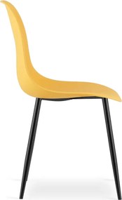 Musztardowe krzesło plastikowe do stołu kuchennego N2-F73