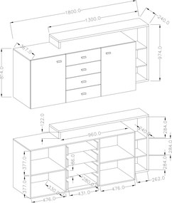 Komoda BOTTEGA 180 cm do Salonu Sypialni Antracyt