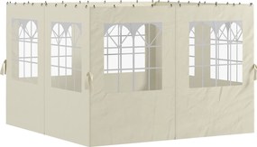 Outsunny Panele boczne do pawilonu, 4 elementy do ogrodowego namiotu, z zamkiem błyskawicznym, 3 x 4 m, kremowe | Aosom PL