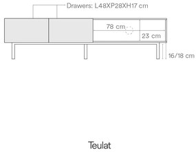Biało-naturalna szafka pod TV w dekorze dębu 180x45 cm Arista – Teulat