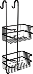 Kosz prysznicowy podwójny czarny do ścianki prysznicowej