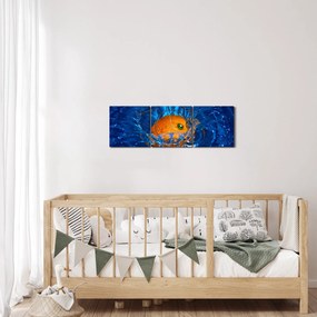 Obraz - pomarańcza w wodzie (z zegarem) (90x30 cm)