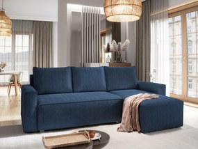 Masseno Narożnik POTARO z funkcją spania i pojemnikiem na pościel Narozniki L, Rozkładana sofa - Niebieski, POSO 05