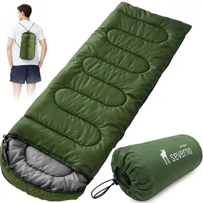 Śpiwór turystyczny mumia z kapturem SUMMER CAMP 210x75 cm zielony + pokrowiec