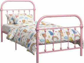 Różowe pojedyncze łóżko metalowe 90x200 cm A8-G96