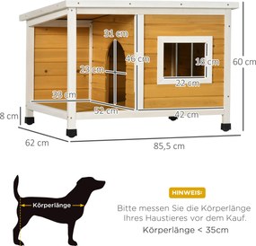 PawHut Drewniany domek dla psa z tarasem Świerkowy dom dla małych zwierząt Pomarańczowy kolor z zadaszeniem | Aosom PL