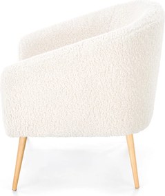 Fotel Grifon 2 tapicerowany tkaniną typu baranek na drewnianych nóżkach