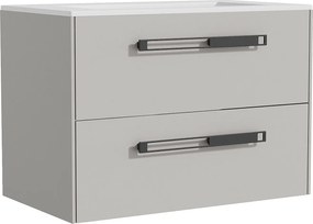 Szafka łazienkowa wisząca z umywalką wpuszczaną w blat - Szara - 80 cm - FELNA