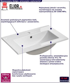Biała prostokatna ceramiczna umywalka - Xarius 60 cm