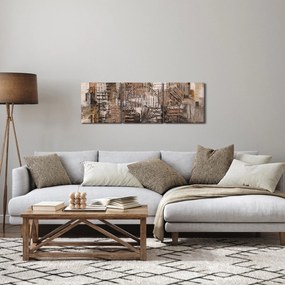 Obraz - Abstrakcja w odcieniach brązu (z zegarem) (90x30 cm)