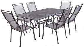 Metalowy zestaw ogrodowy PALMA I. 1 + 6 Stół prostokątny 160x95 cm (CT0311)