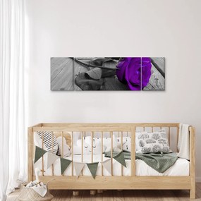 Obraz - Fioletowa róża z zieloną łodygą (170x50 cm)