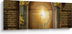 Obraz - Brama w lesie (z zegarem) (90x30 cm)