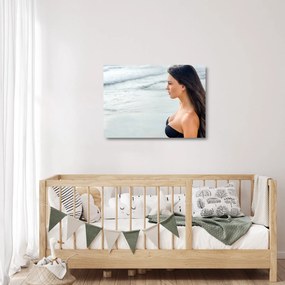 Obraz na szkle kobiety na plaży (70x50 cm)